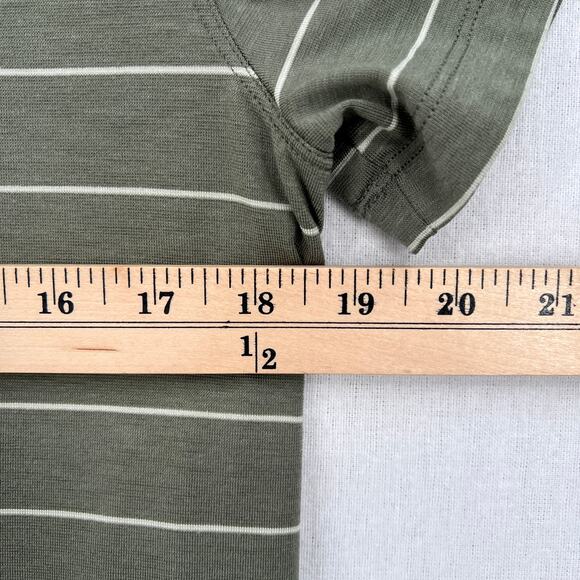 LULULEMON Evolution Short Sleeve Polo Shirt Mens XS Green Nevis Striped Sage - Picture 13 of 15